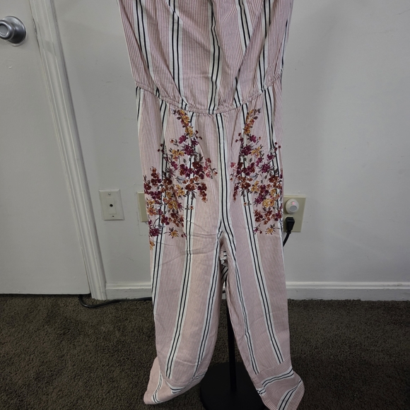 BeBop Pink Striped Floral Jumpsuit - Picture 3 of 6